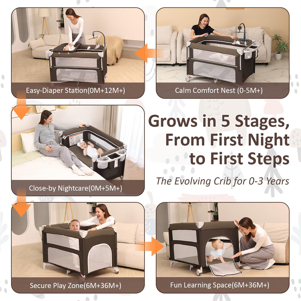 5-in-1 Baby Bassinet Bedside Sleeper J81617
