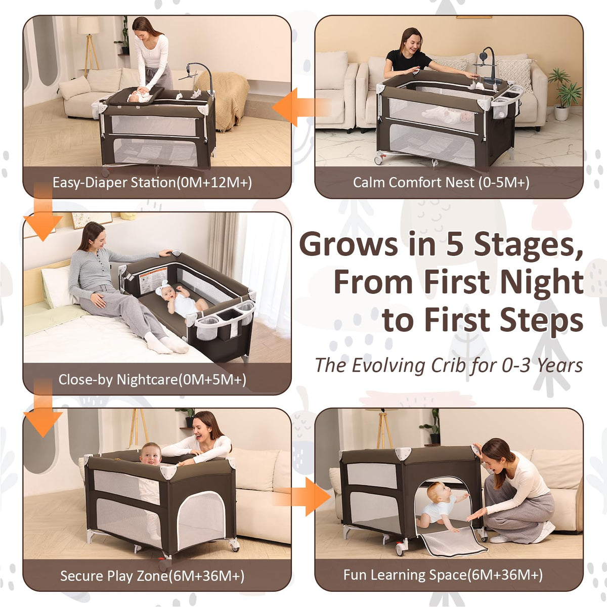 5-in-1 Baby Bassinet Bedside Sleeper J81617