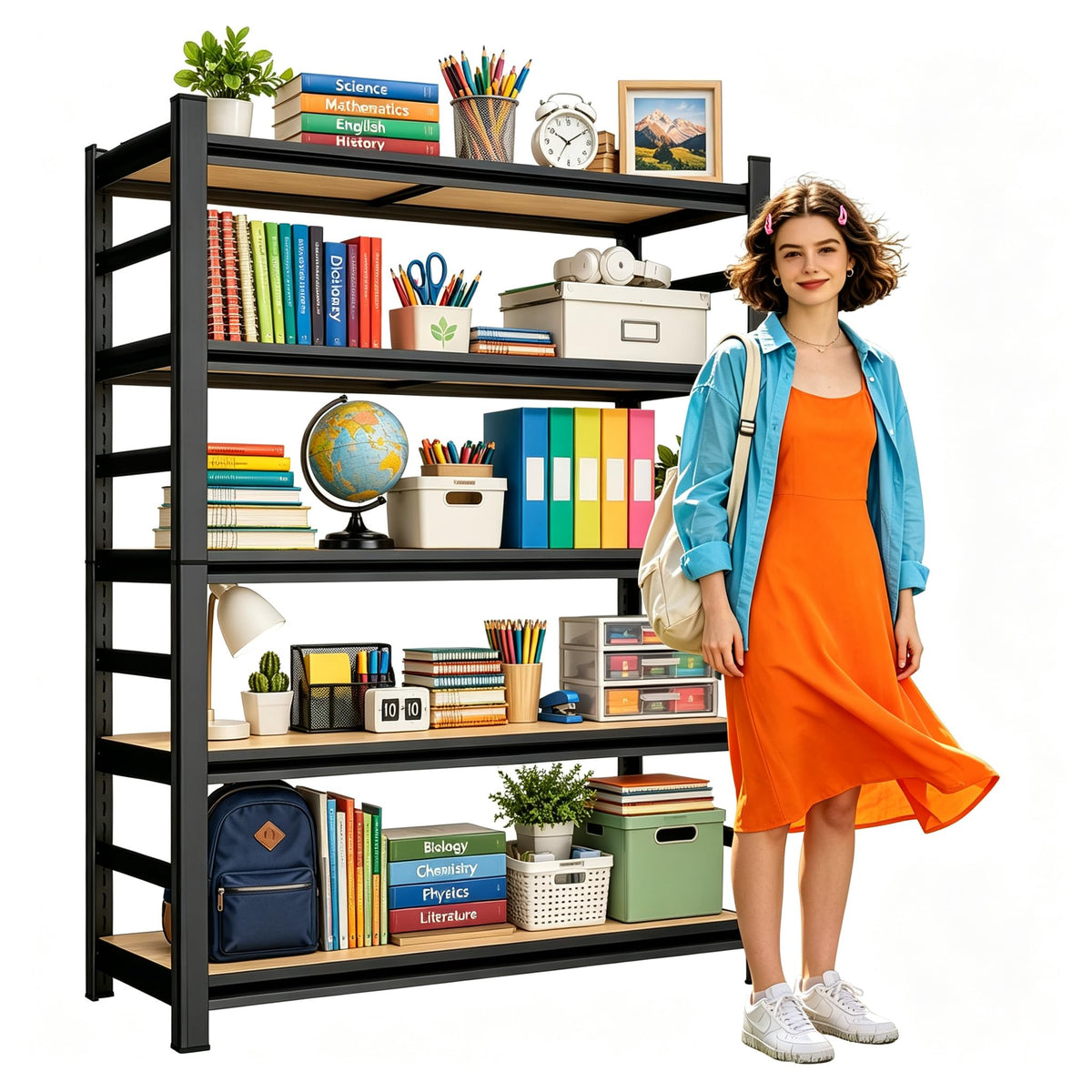 Heavy Duty Wood 5 Tier Bookshelf H736679