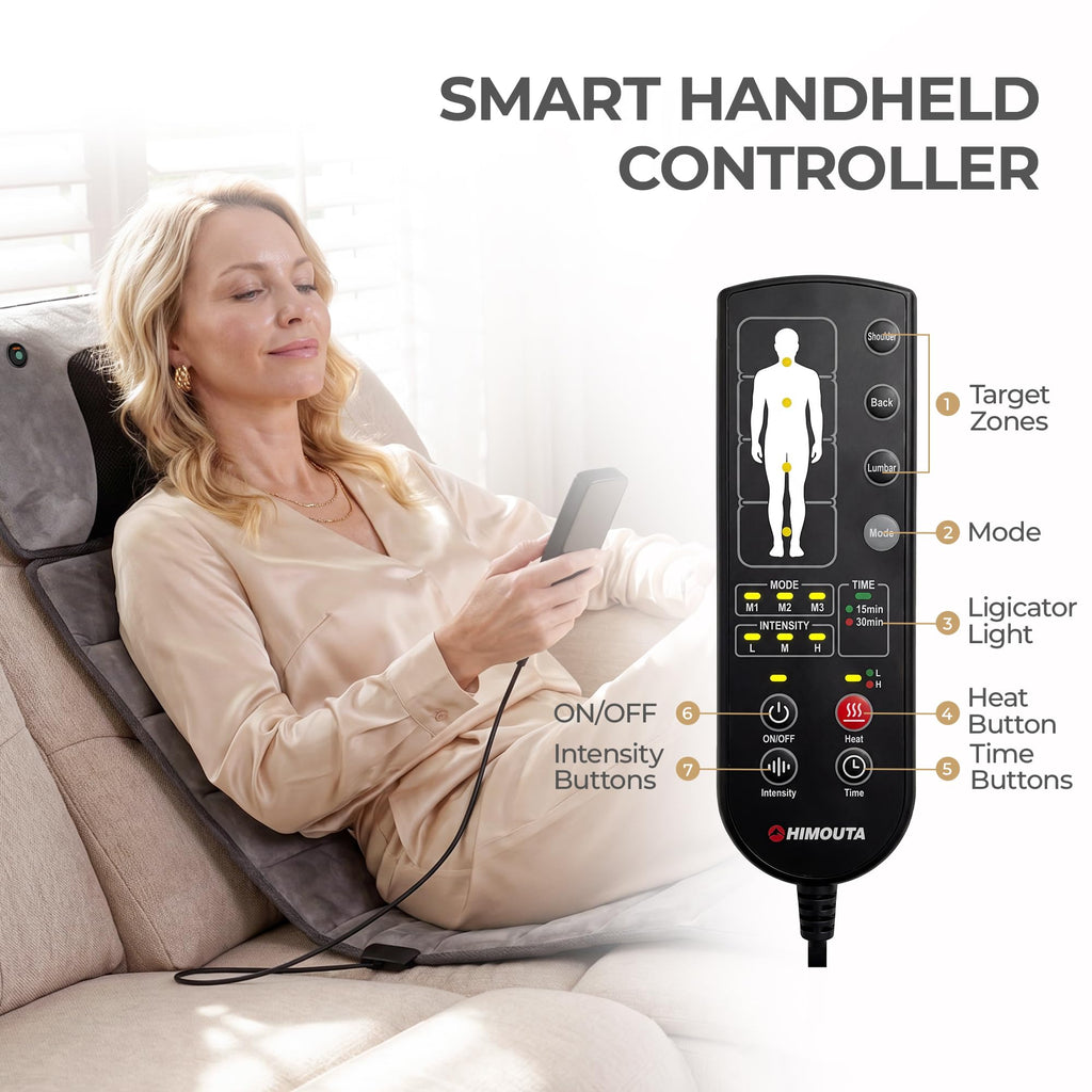 Grey Foldable Heated Full Body Massage Mat with 3D Neck Massager B388516