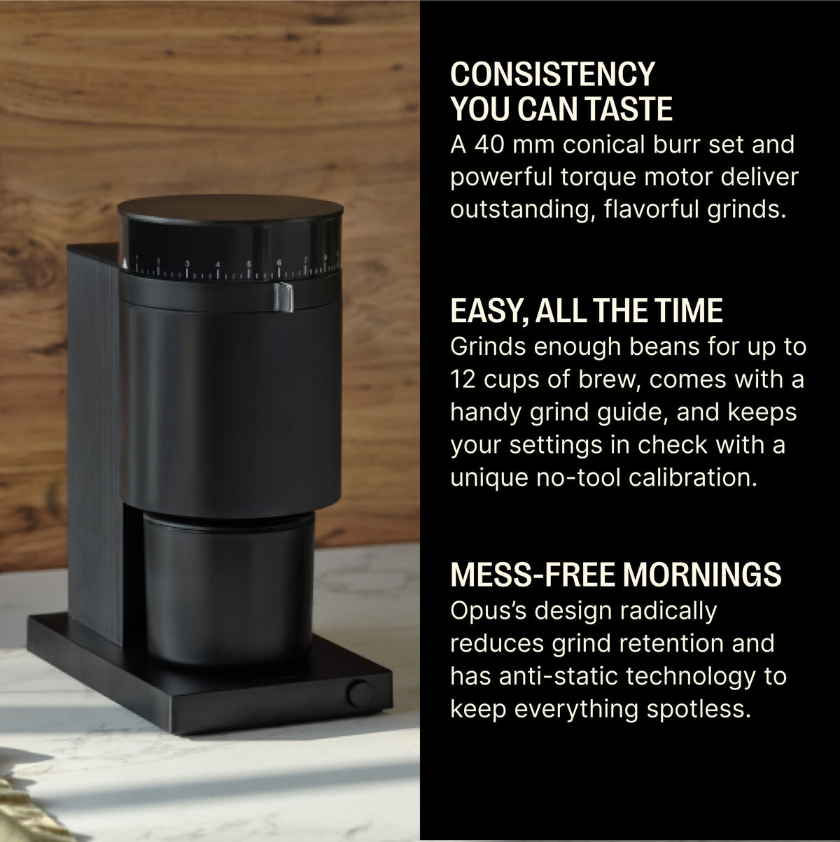 Conical Burr Coffee Grinder, 41 Settings, Black S1828