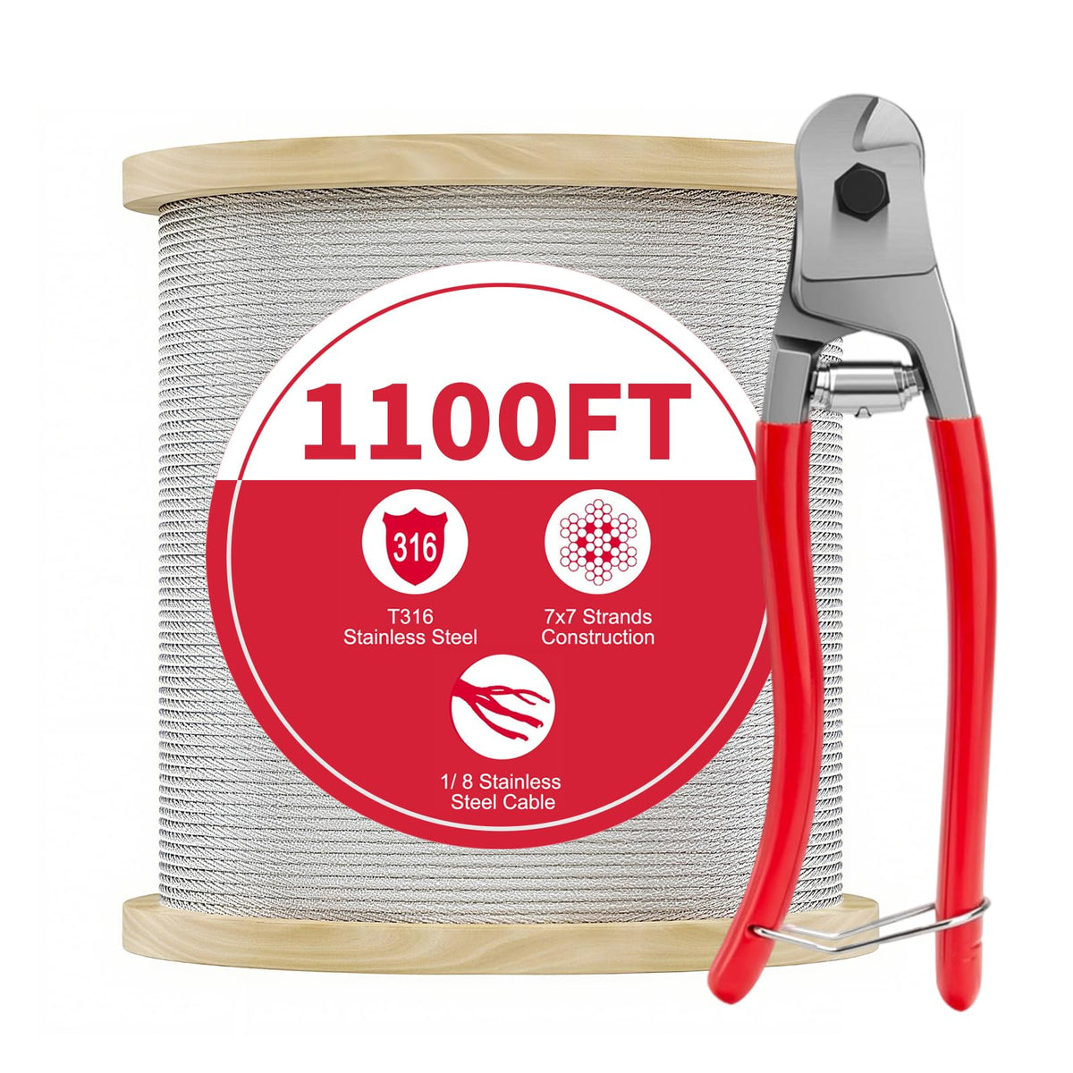 1/8 T316 Stainless Steel Cable 7x7 Strands E900