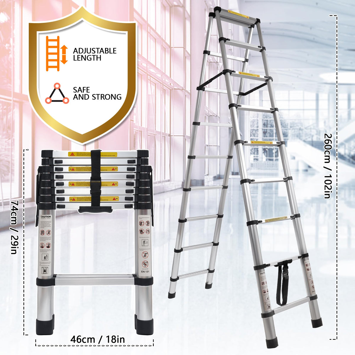 8.53 FT Aluminum Telescoping Ladder S12497