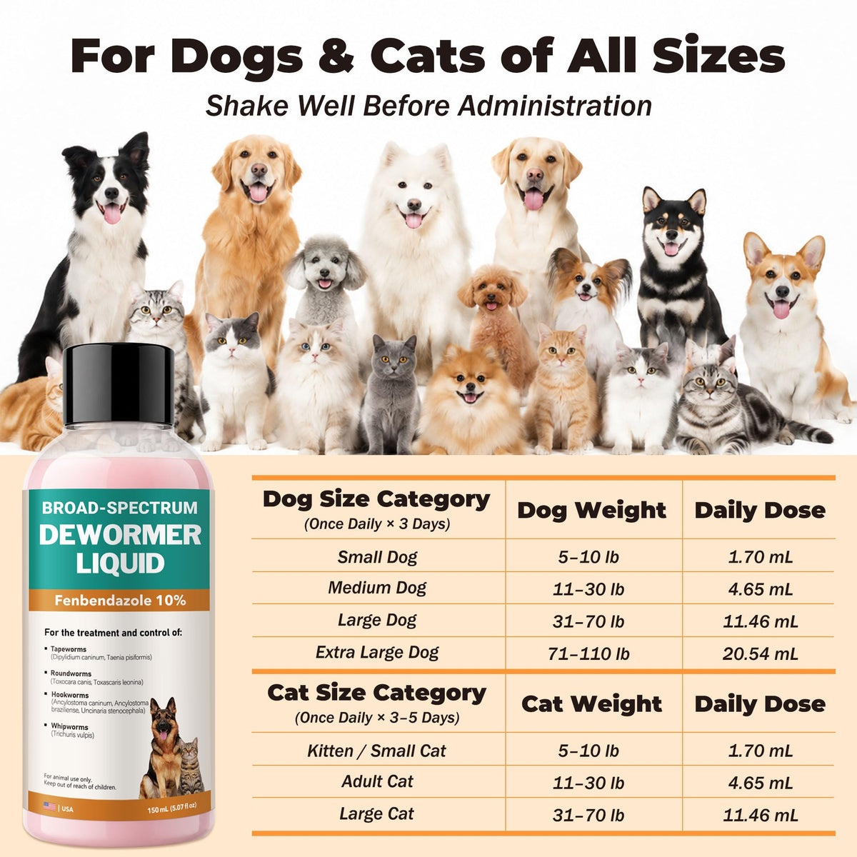 Fenbendazole Liquid 10% Dewormer 150ml M121155