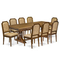 9 Piece Kitchen Table Set with 8 Beige Polyester Fabric Chairs W73400