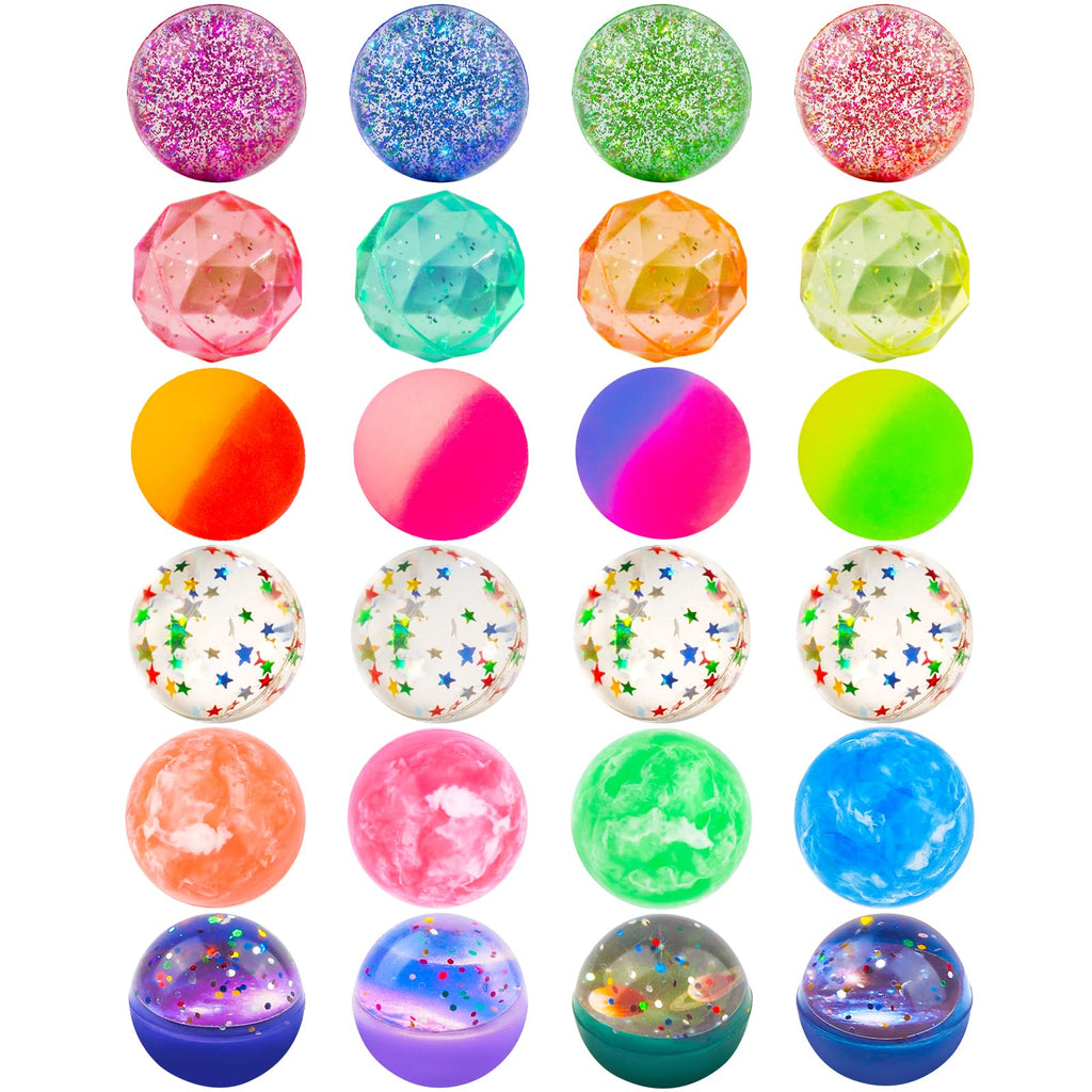 24 Pieces Bouncy Balls 32mm 6 Styles J670