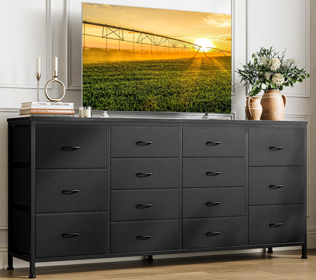 Black 14 Drawer Dresser TV Stand V533485