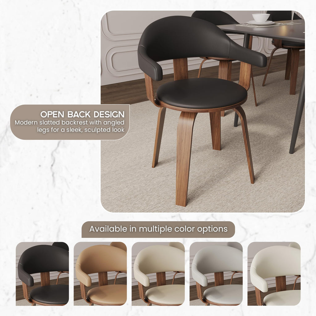 Black Leather Upholstered Swivel Dining Chair with Armrests O9136