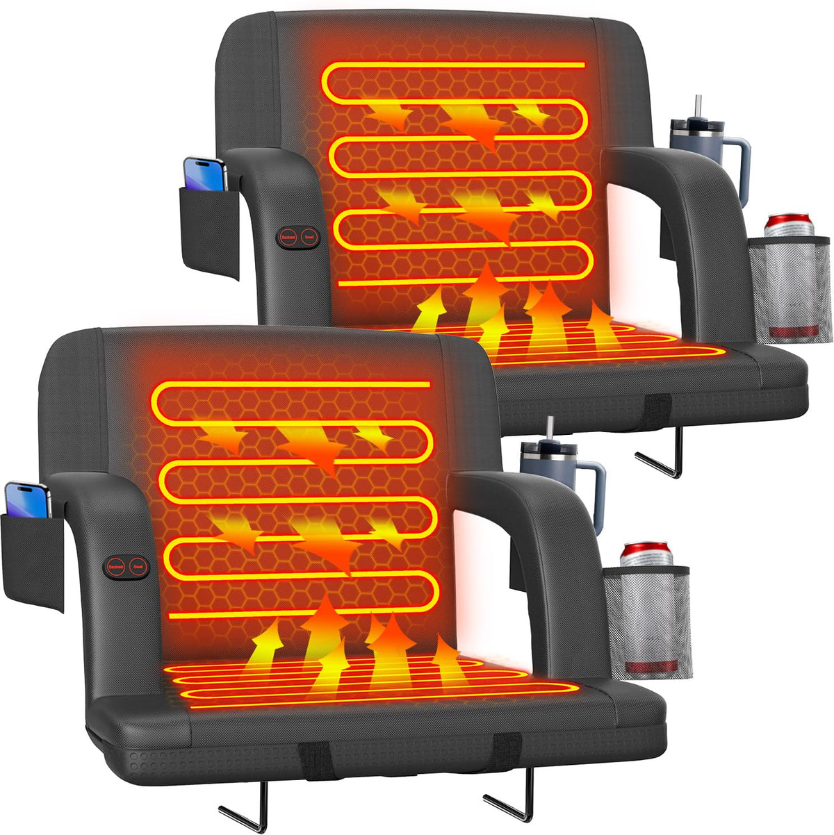 21" Heated Stadium Seats for Bleachers 2 Pack Q81758