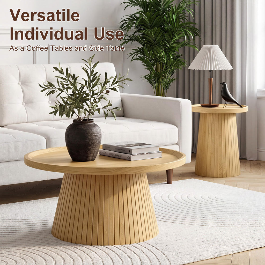 Coffee Table Set of 2 Fluted Drum H403459