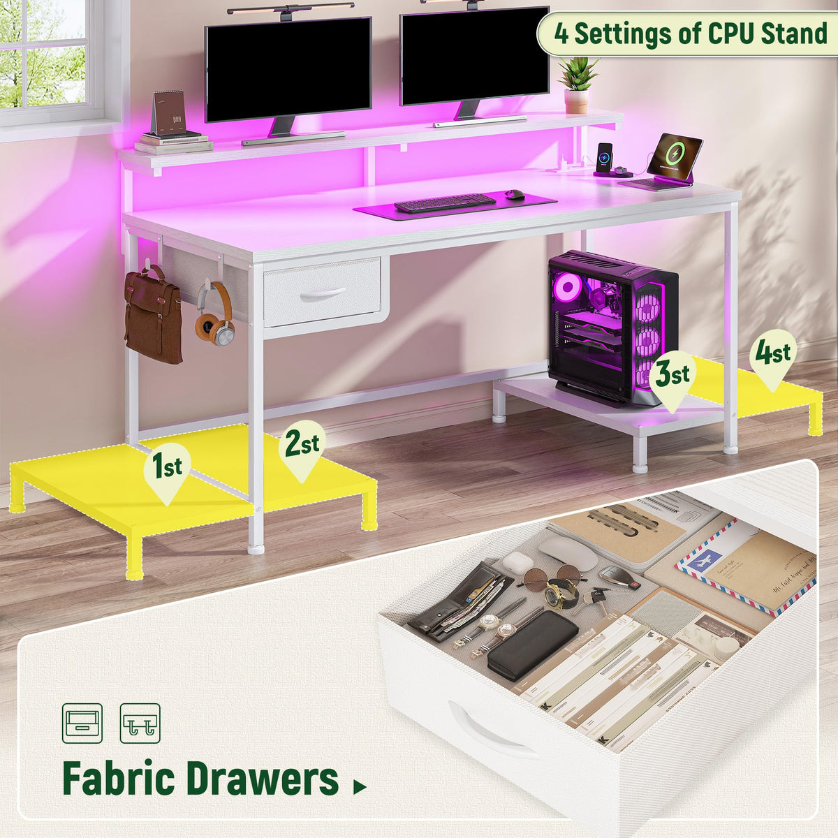 White Computer Desk with Power Outlet S173765