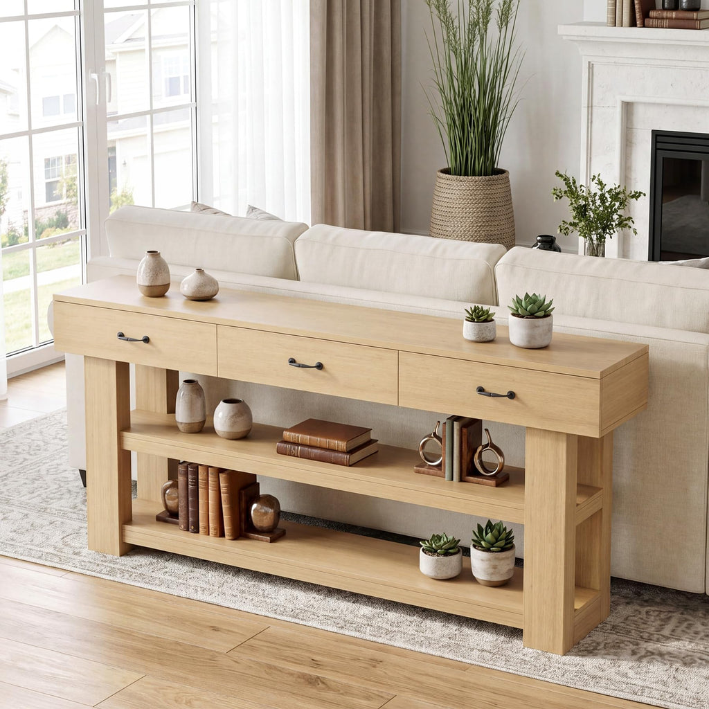 Oak Console Table with Drawers I690