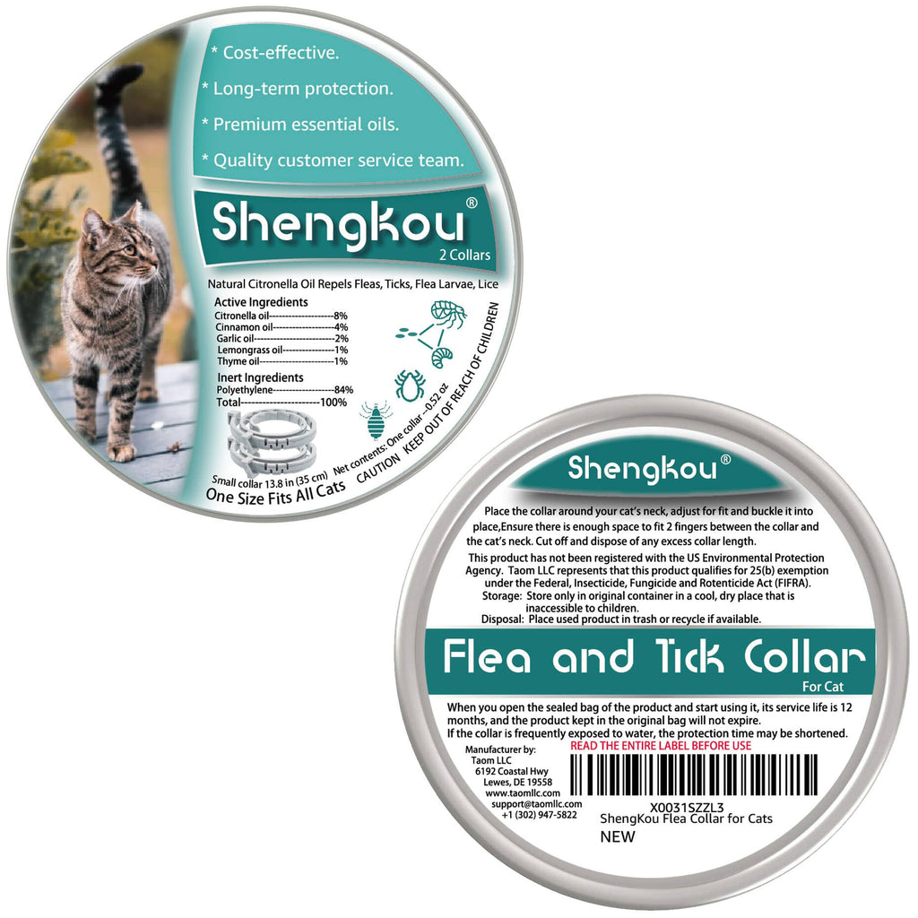 Flea and Tick Collar for Cats 12-Month Protection Waterproof 2 Packs Q61096