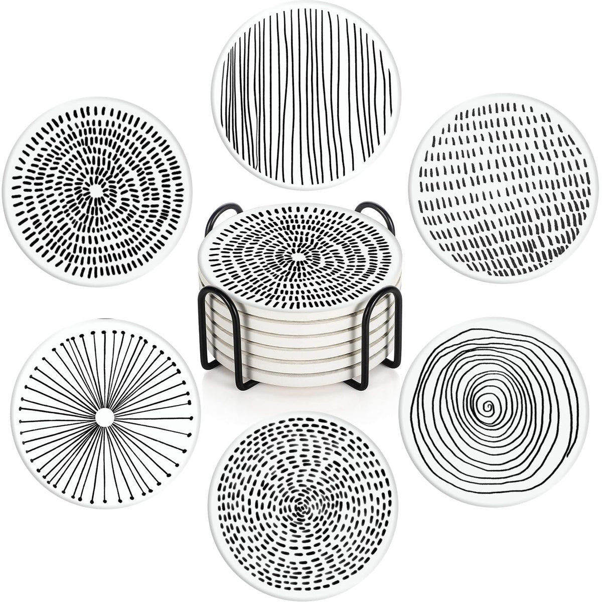 Set of 6 Ceramic Stone Coasters U827277