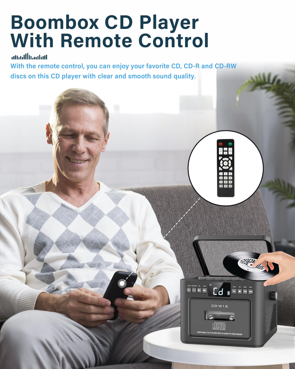 Boombox Cassette CD Player Combo with Bluetooth Q4612