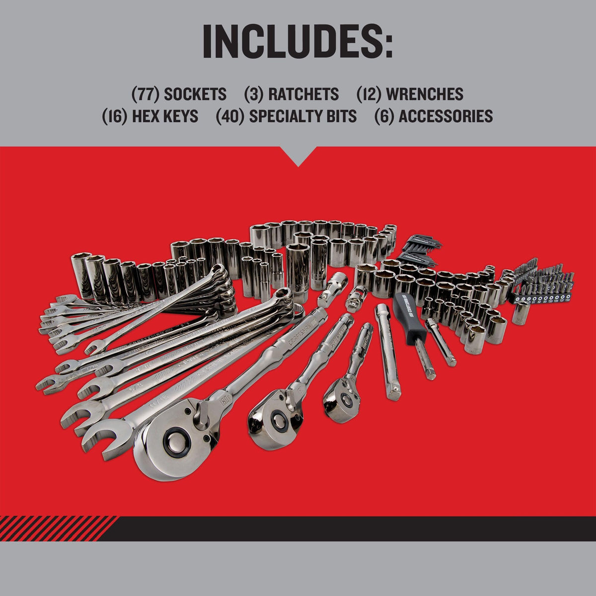 154-Piece Gunmetal Chrome Mechanics Tool Set with Hard Case R99908