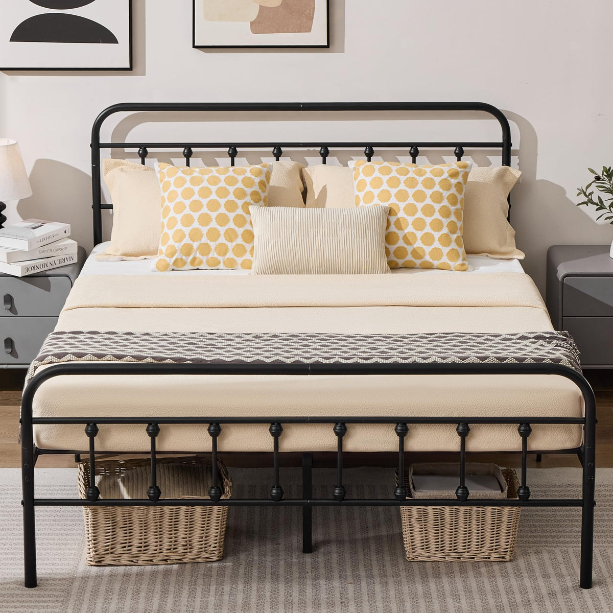 Full Metal Platform Bed Frame with Headboard and Footboard T698