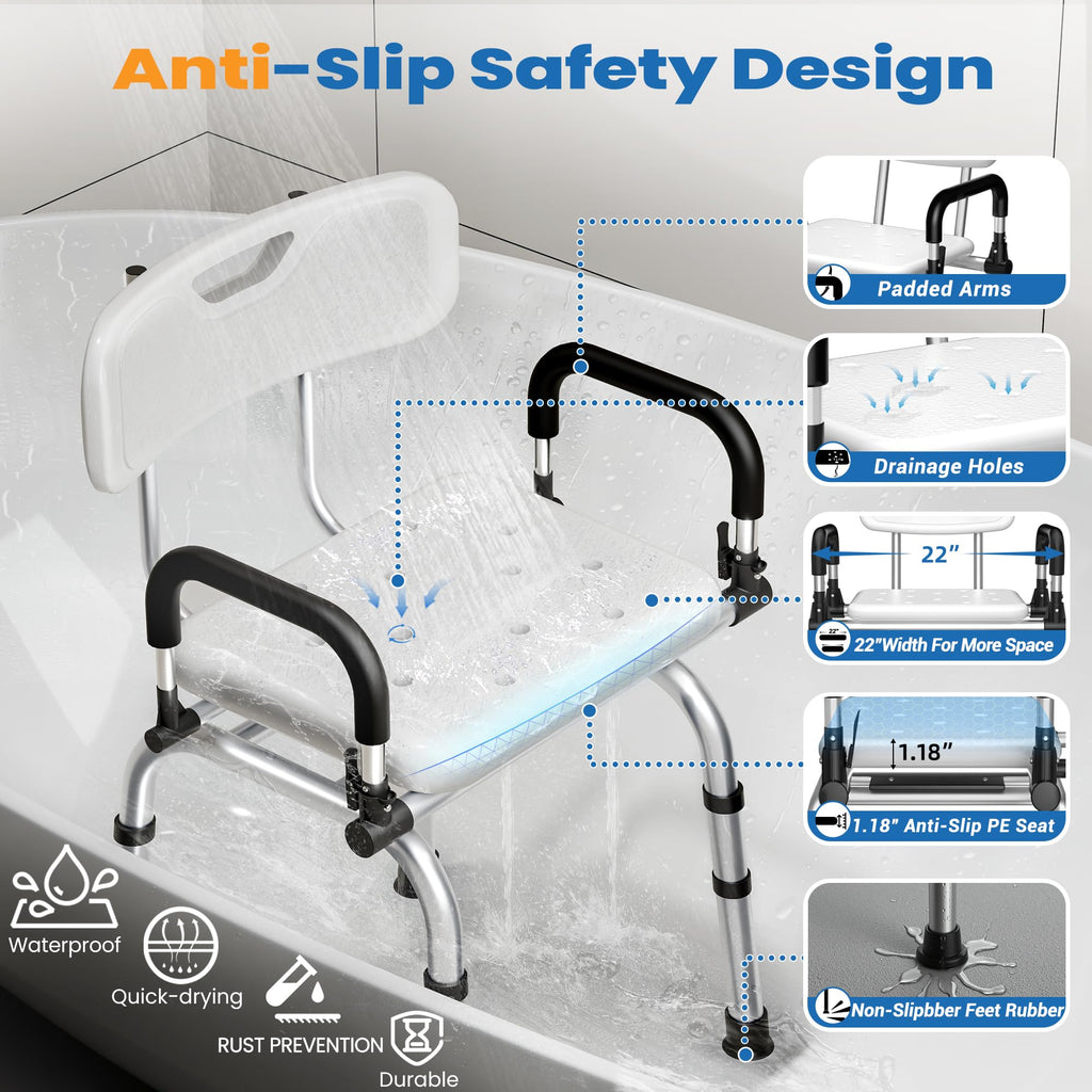 360° Rotating Adjustable Padded Shower Chair L68359