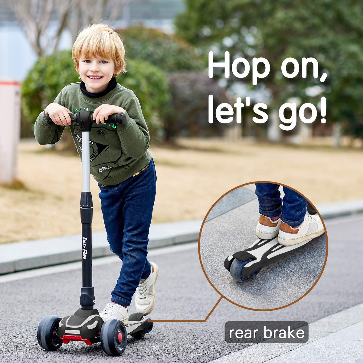 3 Wheels Scooter with Adjustable Height & LED Light J310544