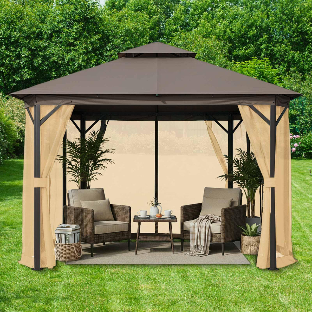 8x8 ft 4 Panel Gazebo Mosquito Netting I185030