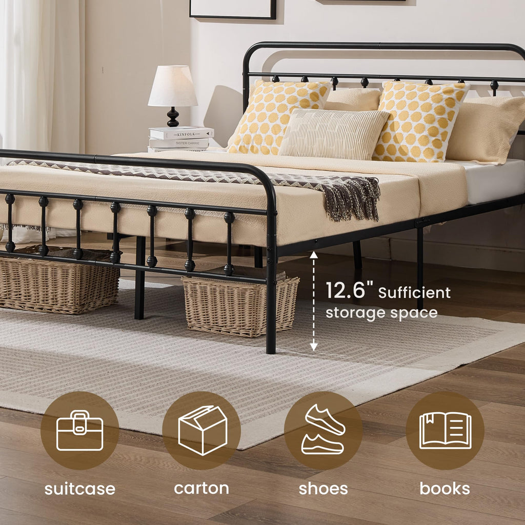 Full Metal Platform Bed Frame with Headboard and Footboard T698