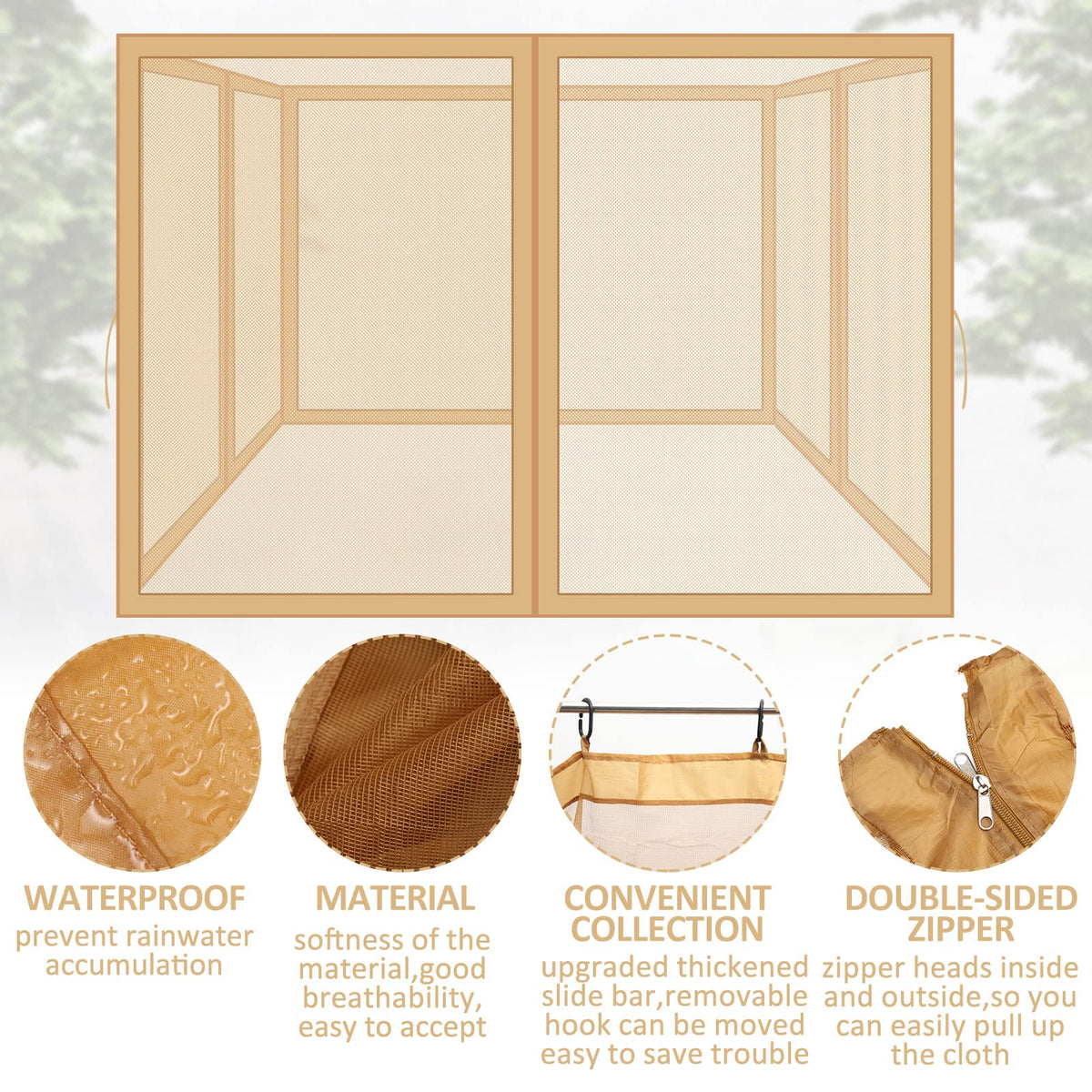 8x8 ft 4 Panel Gazebo Mosquito Netting I185030