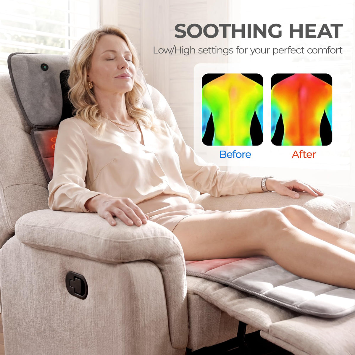 Grey Foldable Heated Full Body Massage Mat with 3D Neck Massager B388516