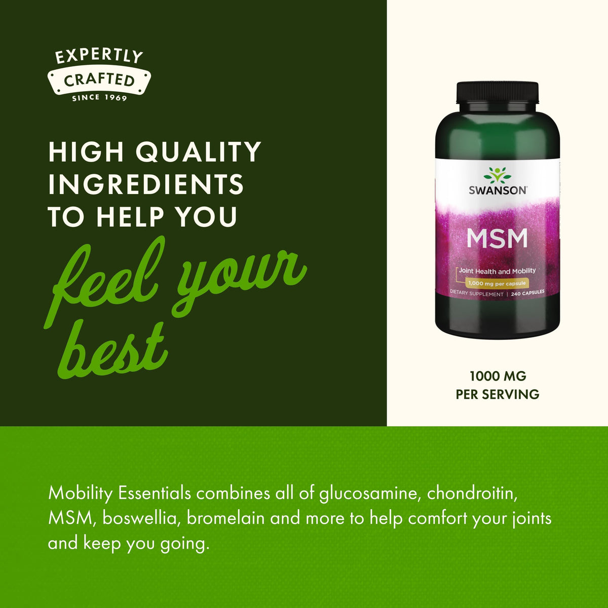 MSM Joint Health Supplement, 1000 mg, 240 Capsules S681325