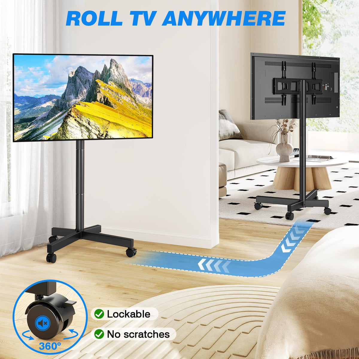 Mobile TV Cart Rolling TV Stand for 23-65 Inch Screens D856293