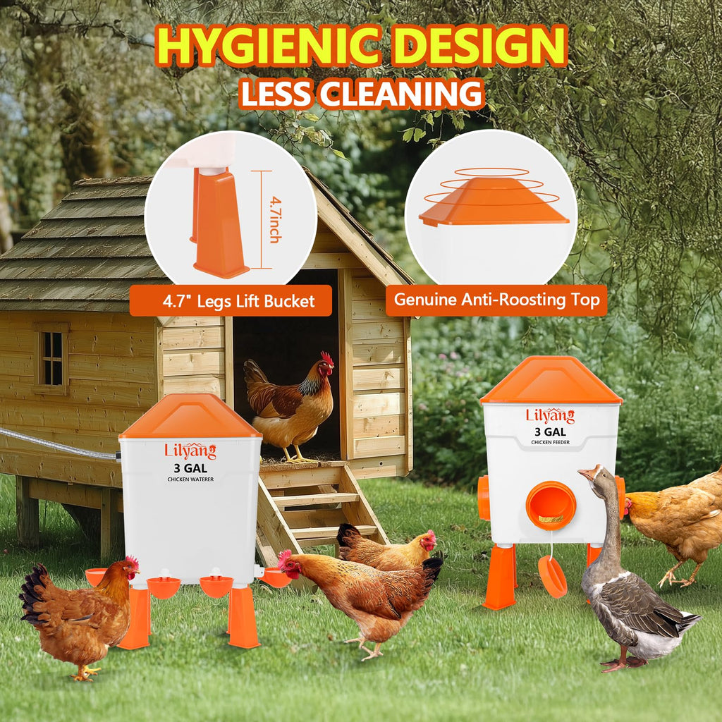 3 Gallon Automatic Chicken Waterer & Feeder Set U51491