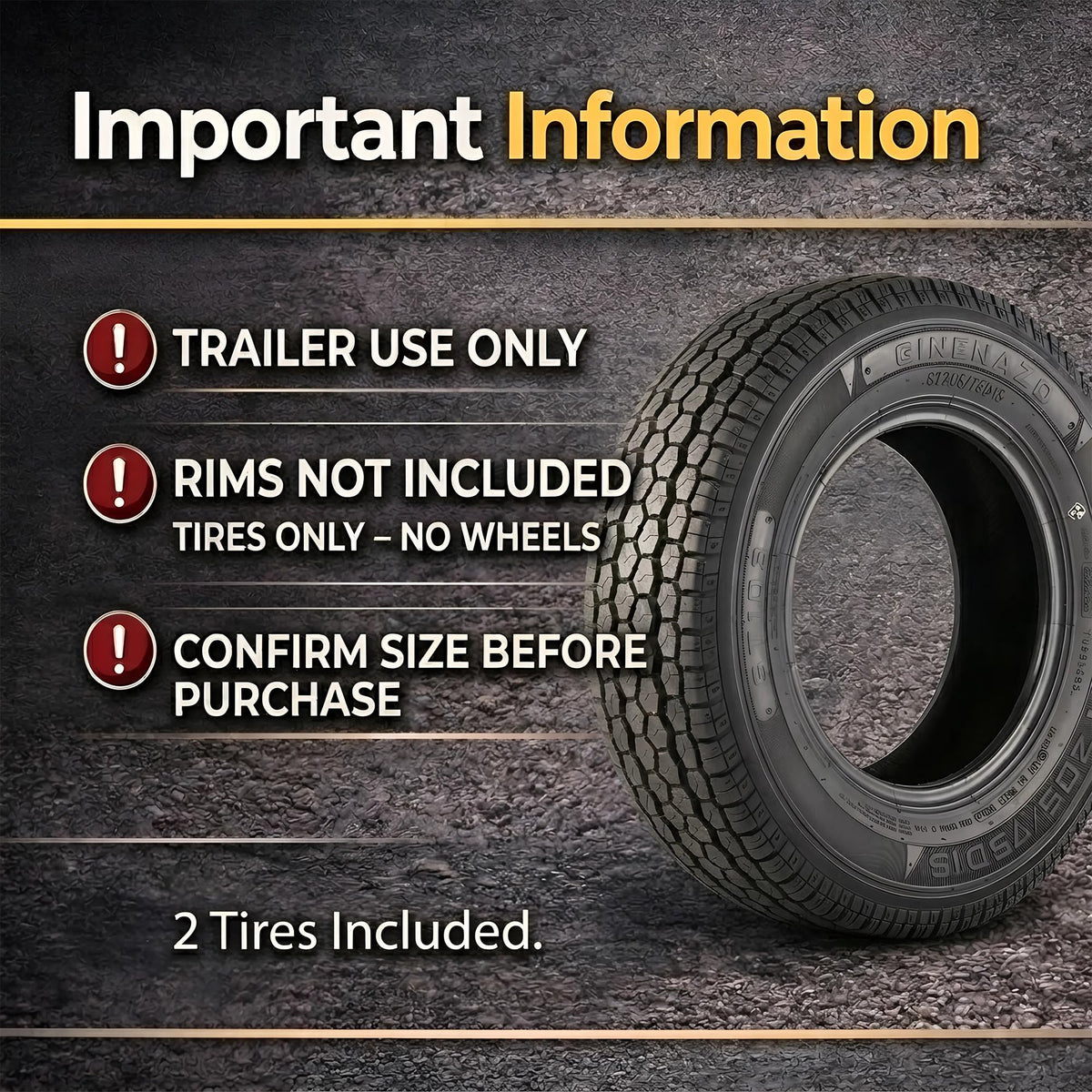 Set of 2 ST205/75D15 Trailer Tires Q3911