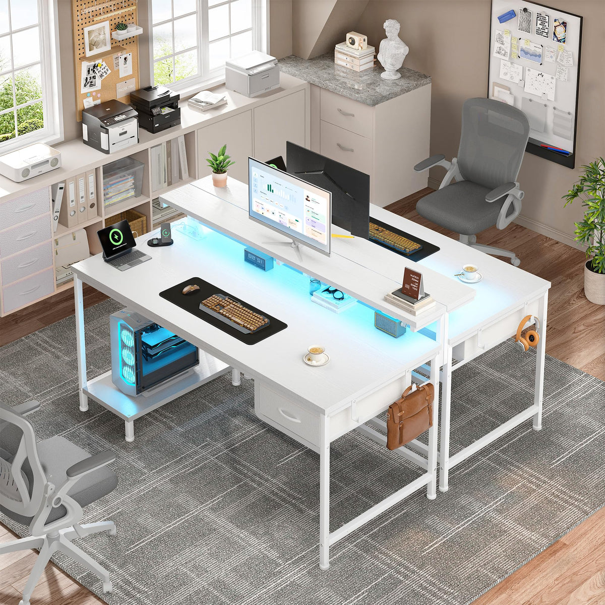 White Computer Desk with Power Outlet S173765