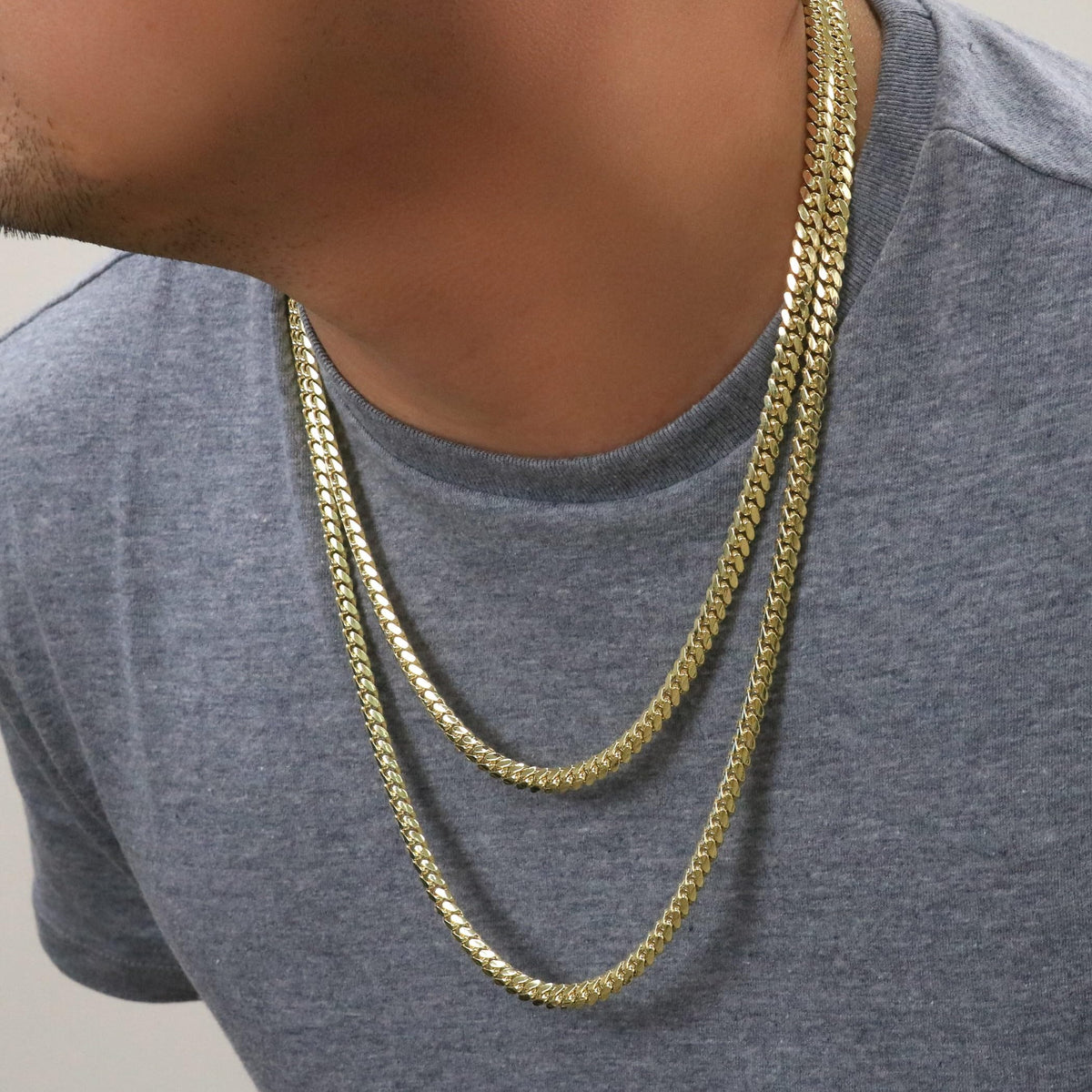 18k Yellow Gold Cuban Link Chain Necklace L192