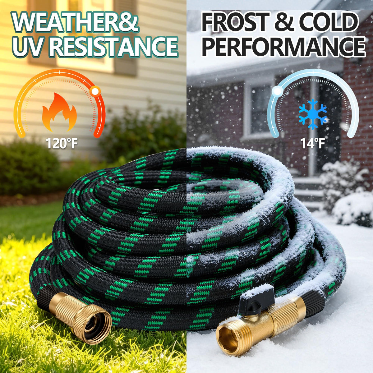 100 ft Lightweight Flexible Garden Hose with 10-Function Nozzle K124663