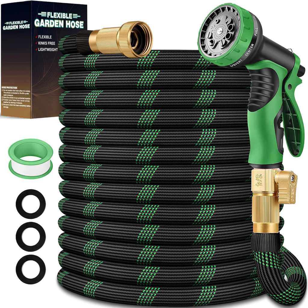 100 ft Lightweight Flexible Garden Hose with 10-Function Nozzle K124663