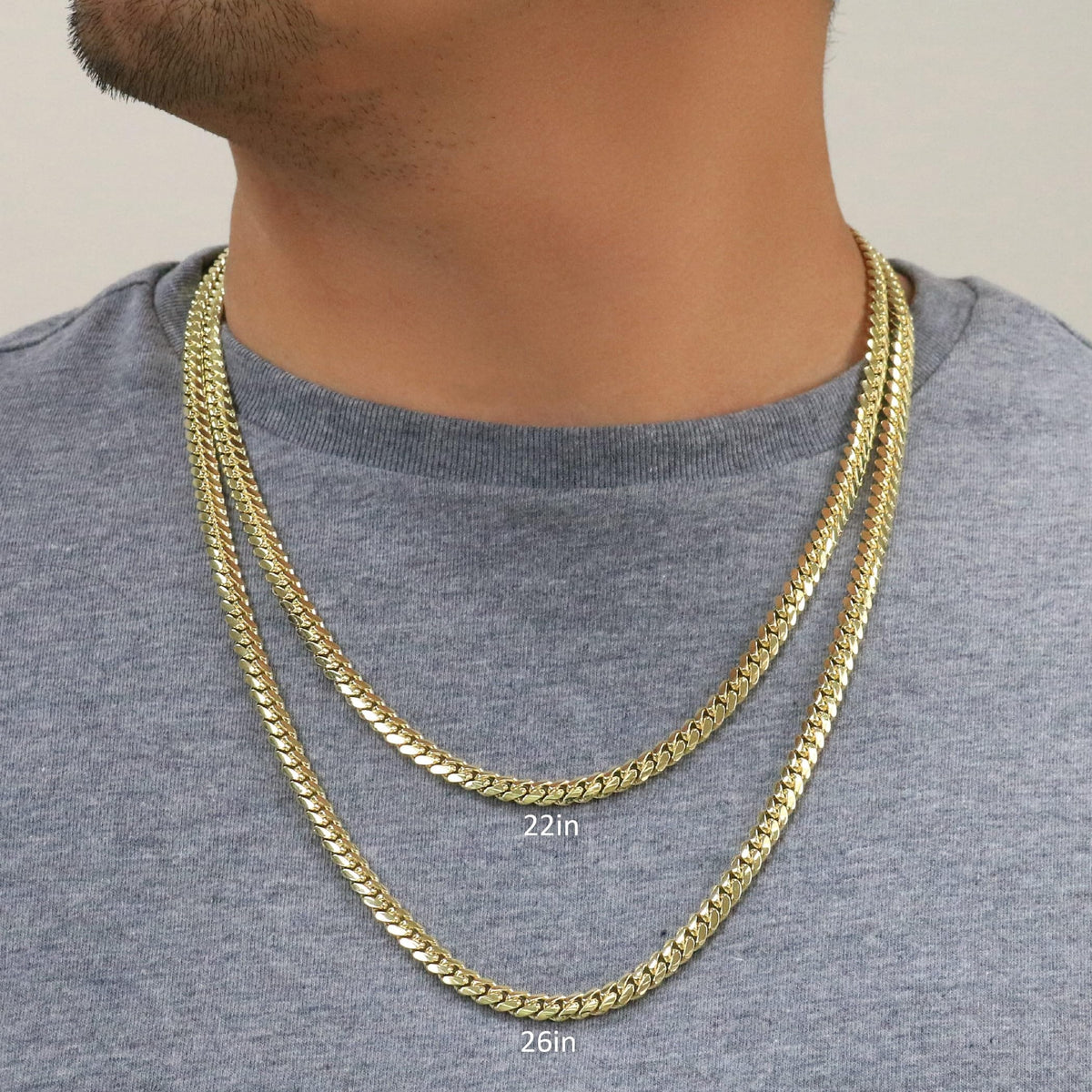 18k Yellow Gold Cuban Link Chain Necklace L192