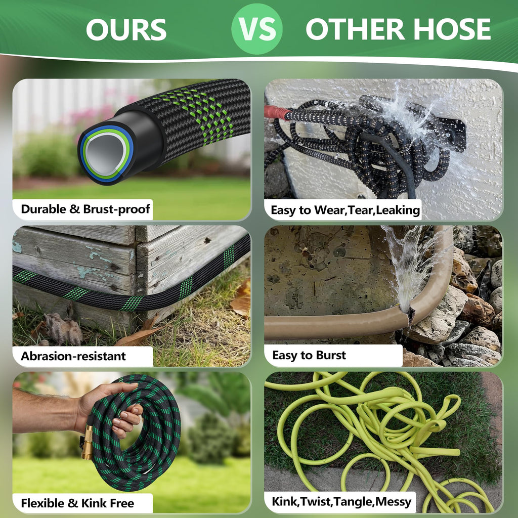 100 ft Lightweight Flexible Garden Hose with 10-Function Nozzle K124663