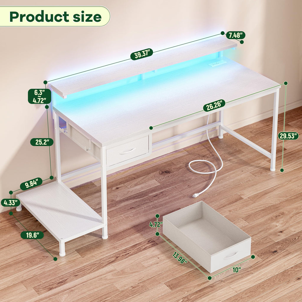 White Computer Desk with Power Outlet S173765