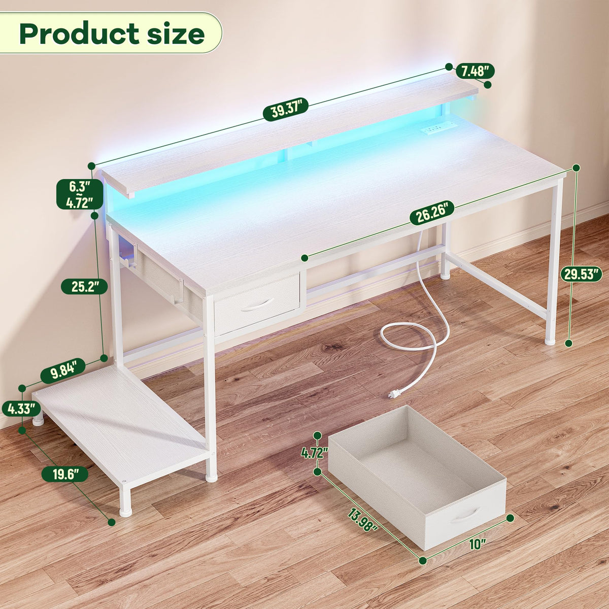 White Computer Desk with Power Outlet S173765